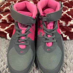 Kids Gray and Pink High-Top Shoes